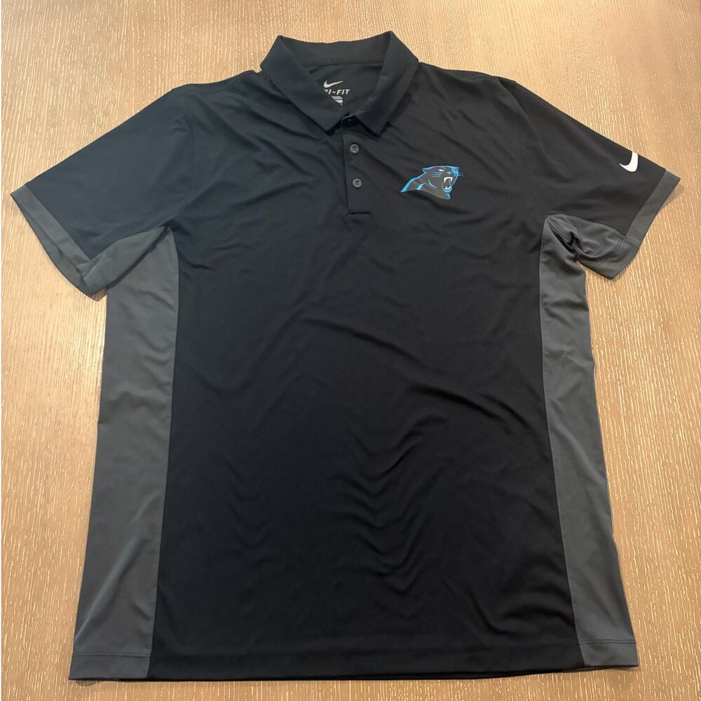 NFL Carolina Panthers NIKE Dri Fit Cool Evergreen Black Polo Shirt XL Golf